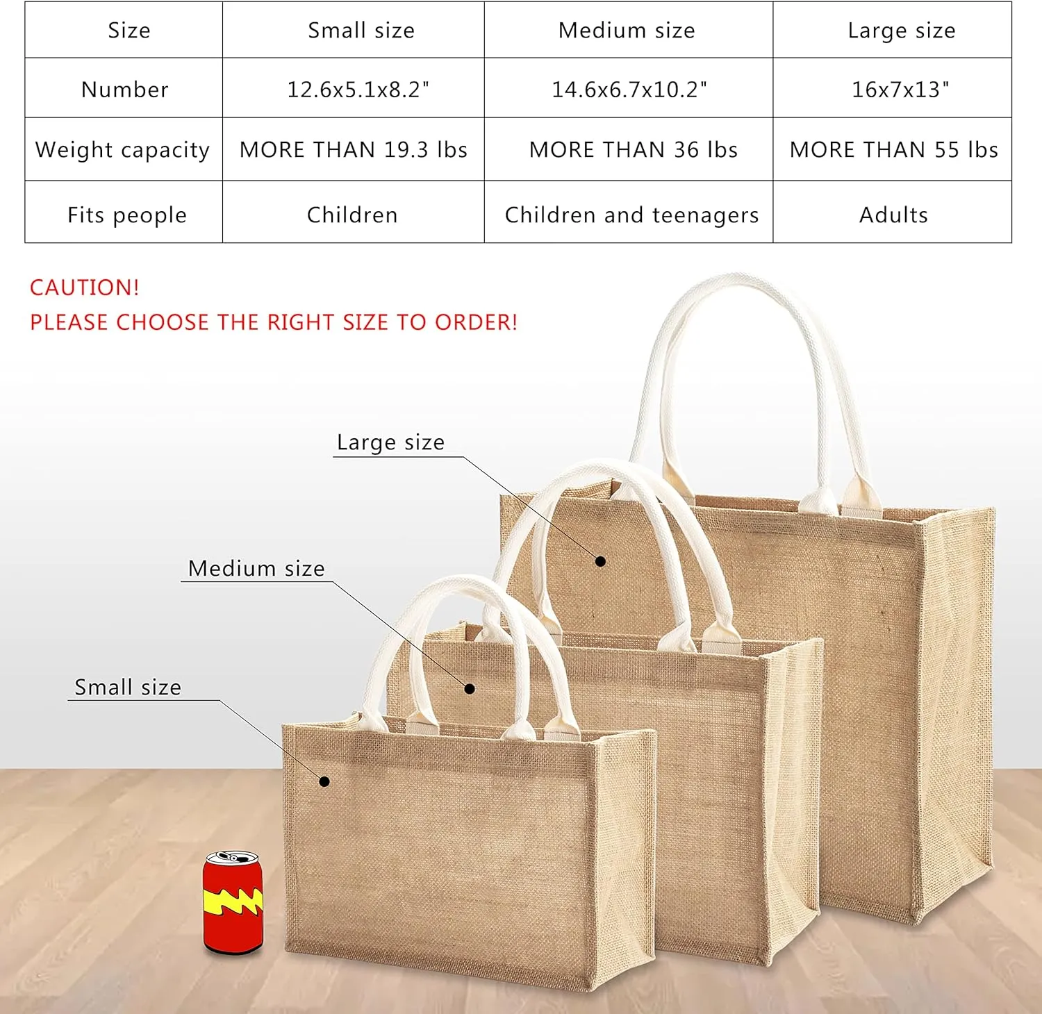 Burlap Totes Bags Bulk, YACEYACE 16.5" x 7" x 13" Pack of 3 Large Size Jute Tote Bags for Woman BurlapTote Bags with Handles Resuabale Grocery Bags Bridesmaid Bags Tote Bags for DIY, Shopping, Wedding
