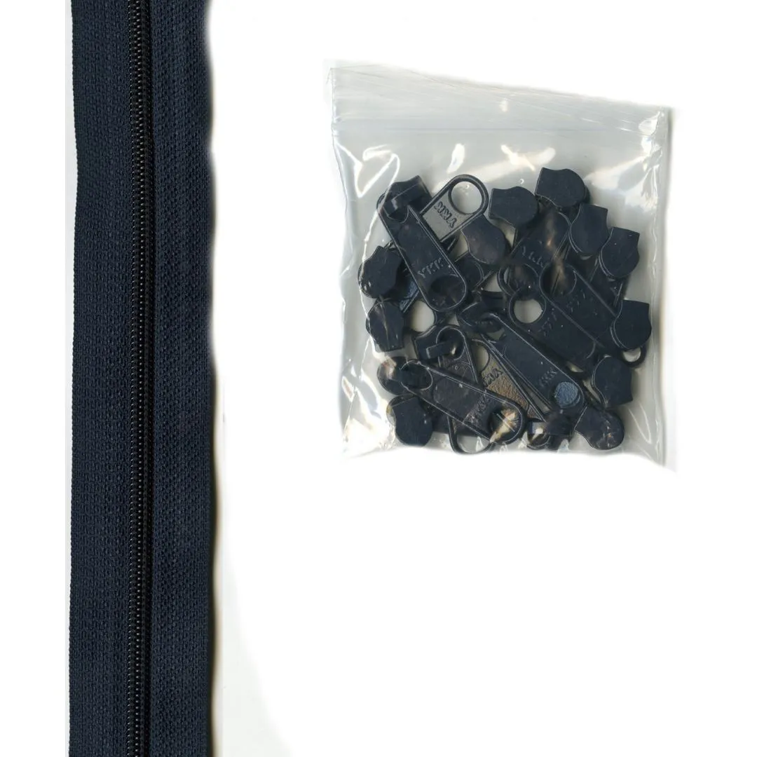 ByAnnie: Zipper by the Yard - 4 yards 16mm   16 Extra Large Coordinated Pulls