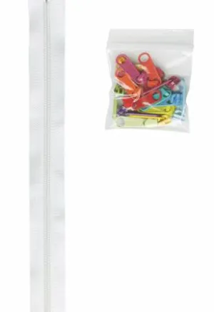 ByAnnie Zippers By The Yard 4 Yds White with Multi Color Pulls ZIPYD-100MULTI