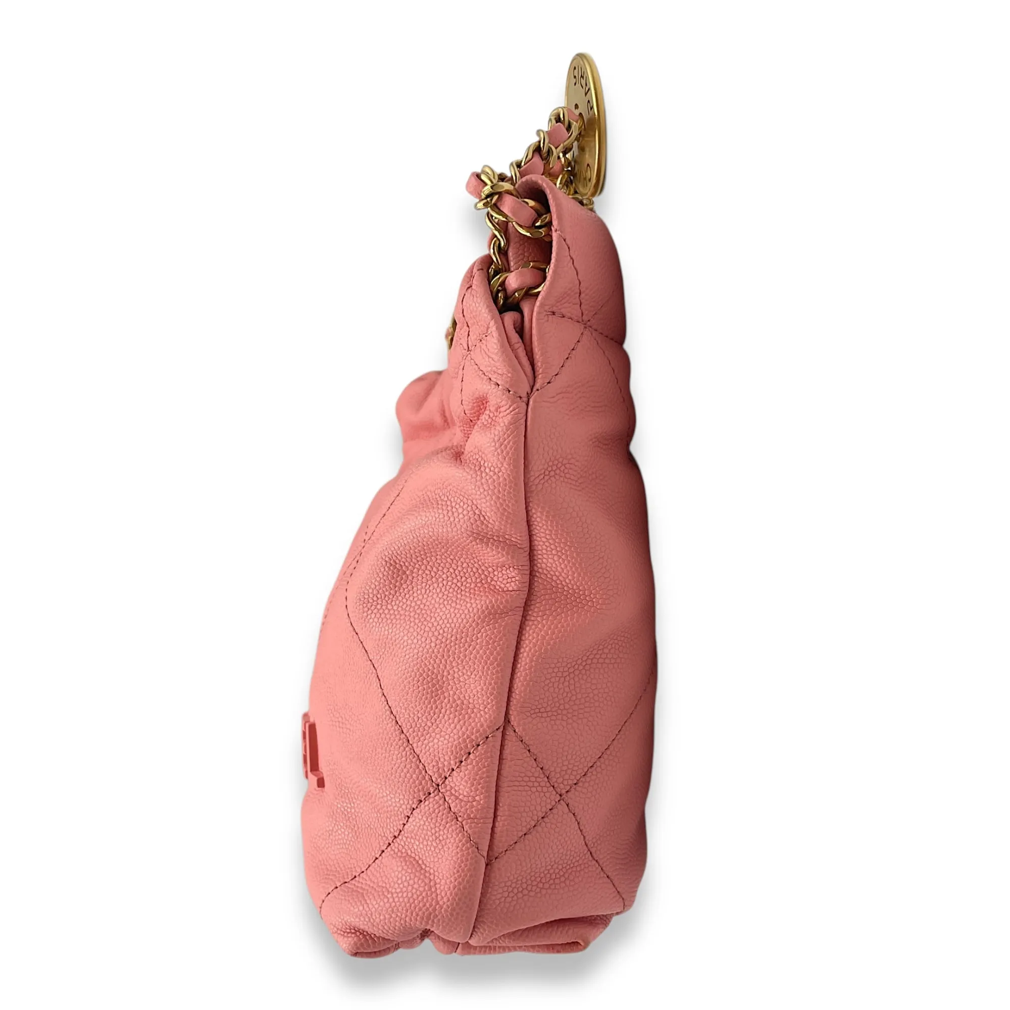 C22 Mini Pink Crossbody Bag in Calfskin, Gold hardware