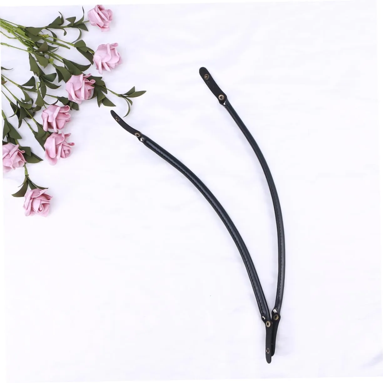 Cabilock 4pcs Pu Leather Handbag Handles Strap for Women Durable Replacement Accessory with Snap Button for DIY Handbag Projects Black