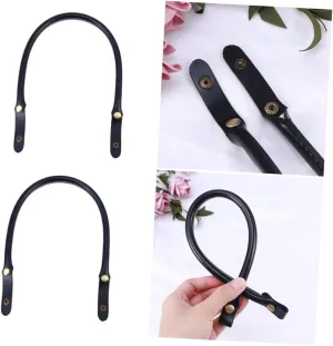 Cabilock 4pcs Pu Leather Handbag Handles Strap for Women Durable Replacement Accessory with Snap Button for DIY Handbag Projects Black