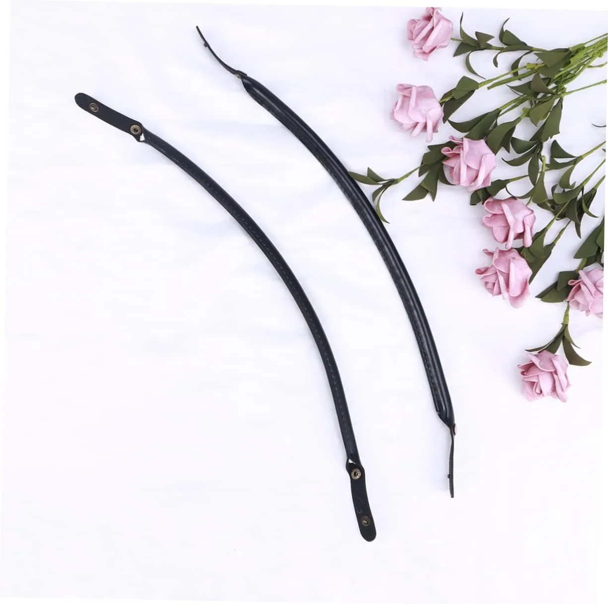 Cabilock 4pcs Pu Leather Handbag Handles Strap for Women Durable Replacement Accessory with Snap Button for DIY Handbag Projects Black