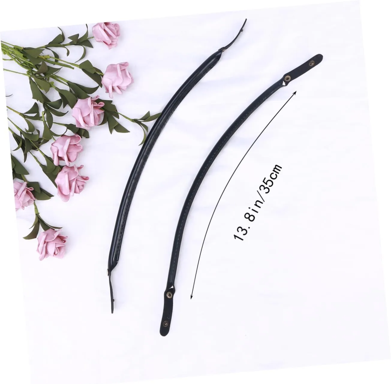 Cabilock 4pcs Pu Leather Handbag Handles Strap for Women Durable Replacement Accessory with Snap Button for DIY Handbag Projects Black