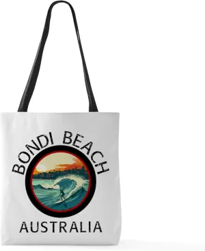 CafePress Bondi Beach Australia (With Black Lettering) 18"x18" Reusable Grocery Shopping Sling Tote Bag