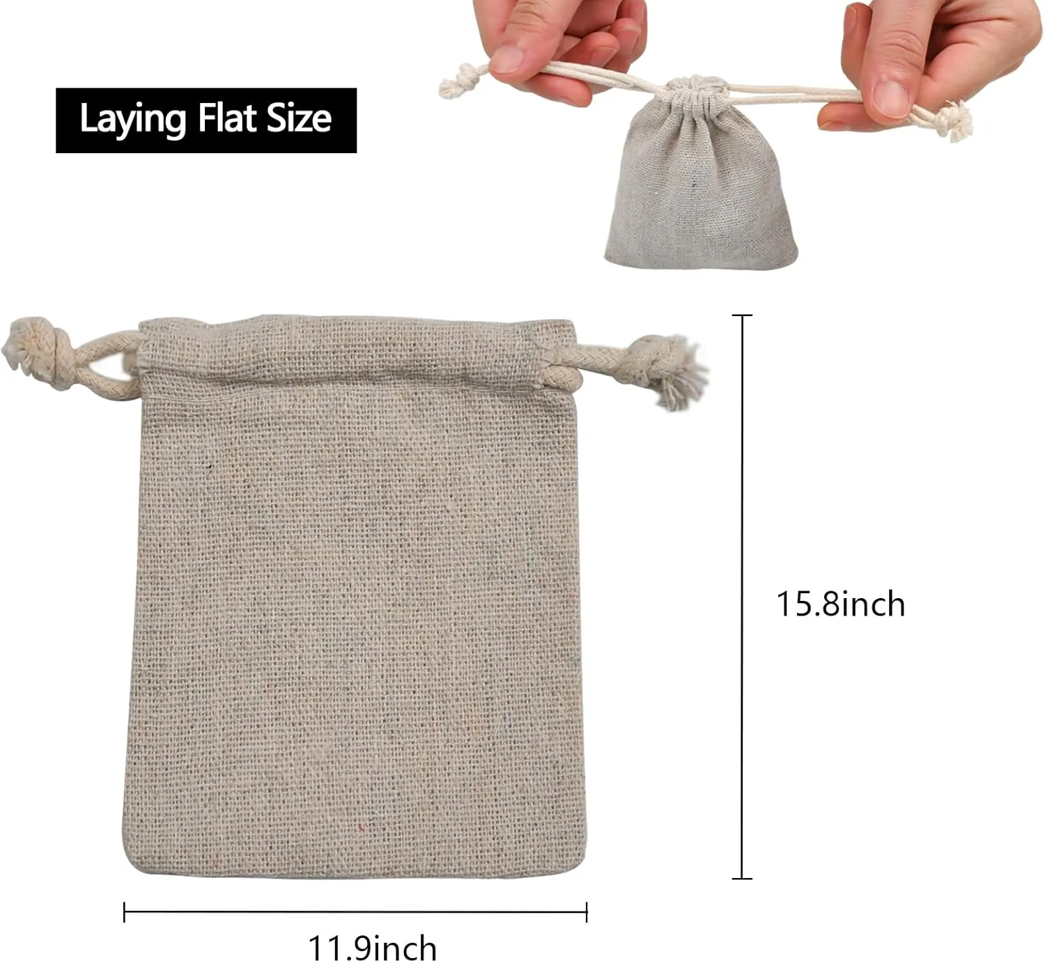 calary 50pcs Double Canvas Drawstring Bag Cotton Pouch Gift Sachet Bags Muslin Bag Reusable Tea Bag