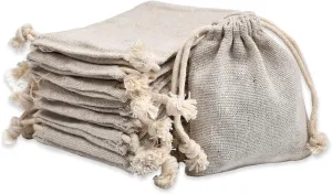 calary 50pcs Double Canvas Drawstring Bag Cotton Pouch Gift Sachet Bags Muslin Bag Reusable Tea Bag