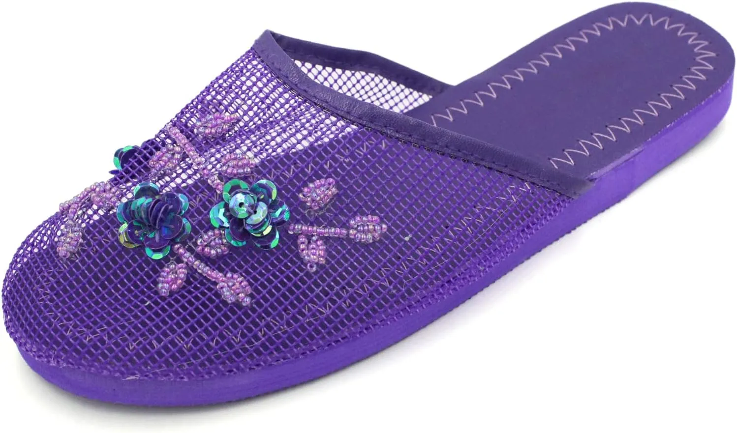 Cammie Women's Floral Beaded Mesh Chinese Slippers