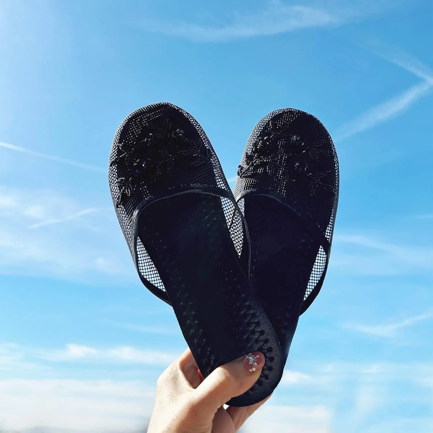 Cammie Women's Floral Beaded Mesh Chinese Slippers