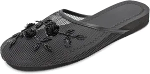 Cammie Women's Floral Beaded Mesh Chinese Slippers
