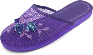 Cammie Women's Floral Beaded Mesh Chinese Slippers