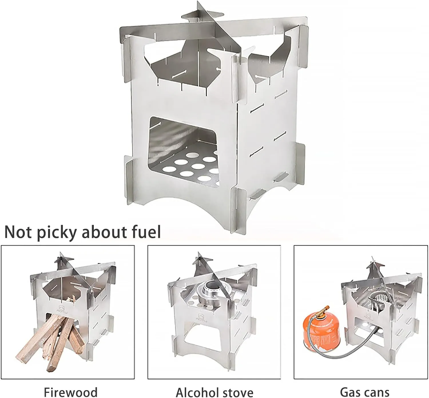 Camping Stove Wood Burning Stoves Portable Backpacking Stove Stainless Steel Stove Lightweight Stove for Outdoor Camping Hiking Picnic BBQ