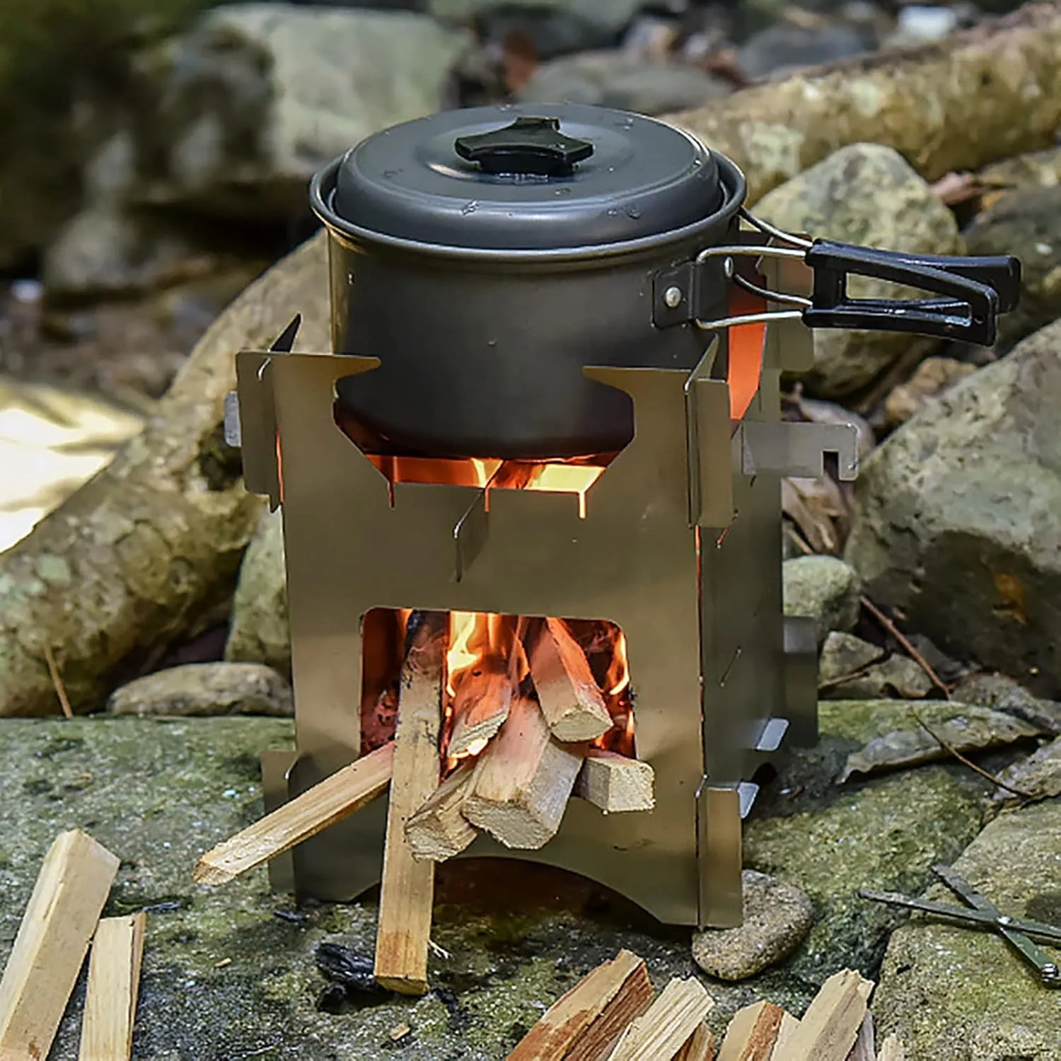 Camping Stove Wood Burning Stoves Portable Backpacking Stove Stainless Steel Stove Lightweight Stove for Outdoor Camping Hiking Picnic BBQ