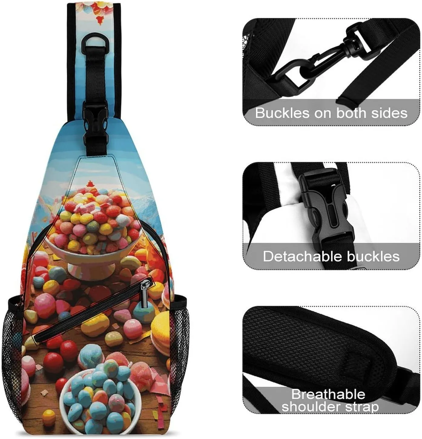 Candy Poster Sling Bag Crossbody Bags Cross Body Bag Fanny Packs Chest Bags Sling Purses for Travel