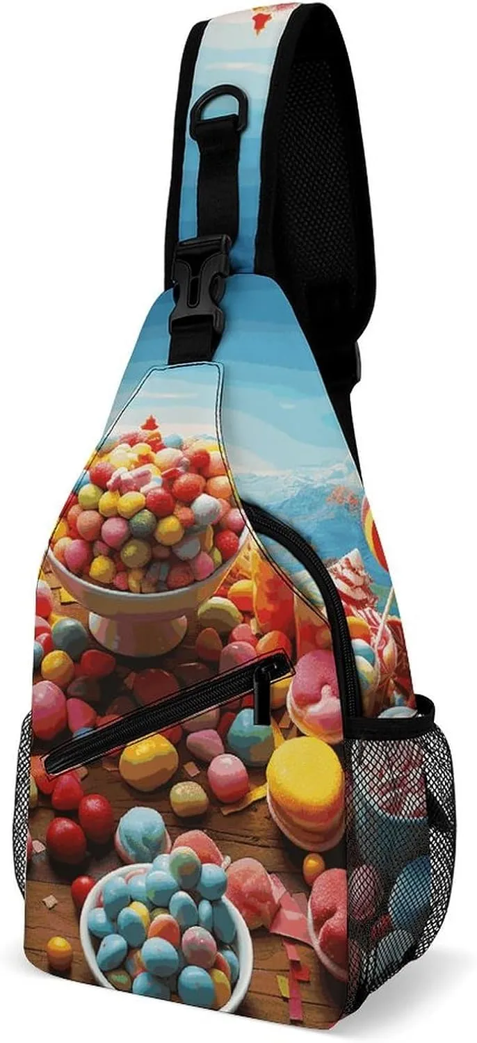 Candy Poster Sling Bag Crossbody Bags Cross Body Bag Fanny Packs Chest Bags Sling Purses for Travel