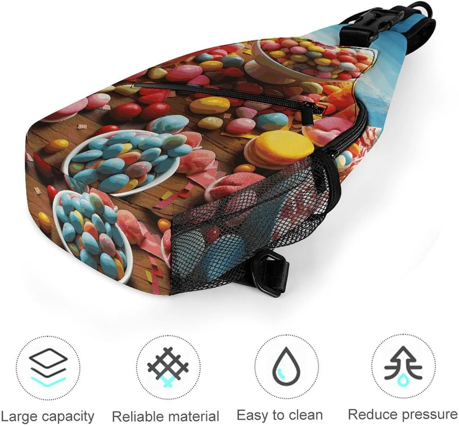 Candy Poster Sling Bag Crossbody Bags Cross Body Bag Fanny Packs Chest Bags Sling Purses for Travel