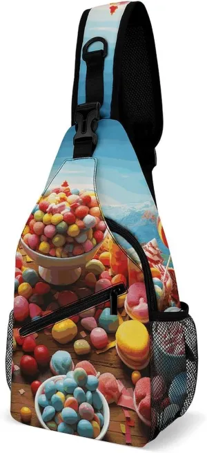 Candy Poster Sling Bag Crossbody Bags Cross Body Bag Fanny Packs Chest Bags Sling Purses for Travel