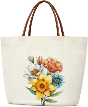 Canvas Aesthetic Reusable Grocery Shopping Bag With Handles - Funny Tote Bag for Women & Teens