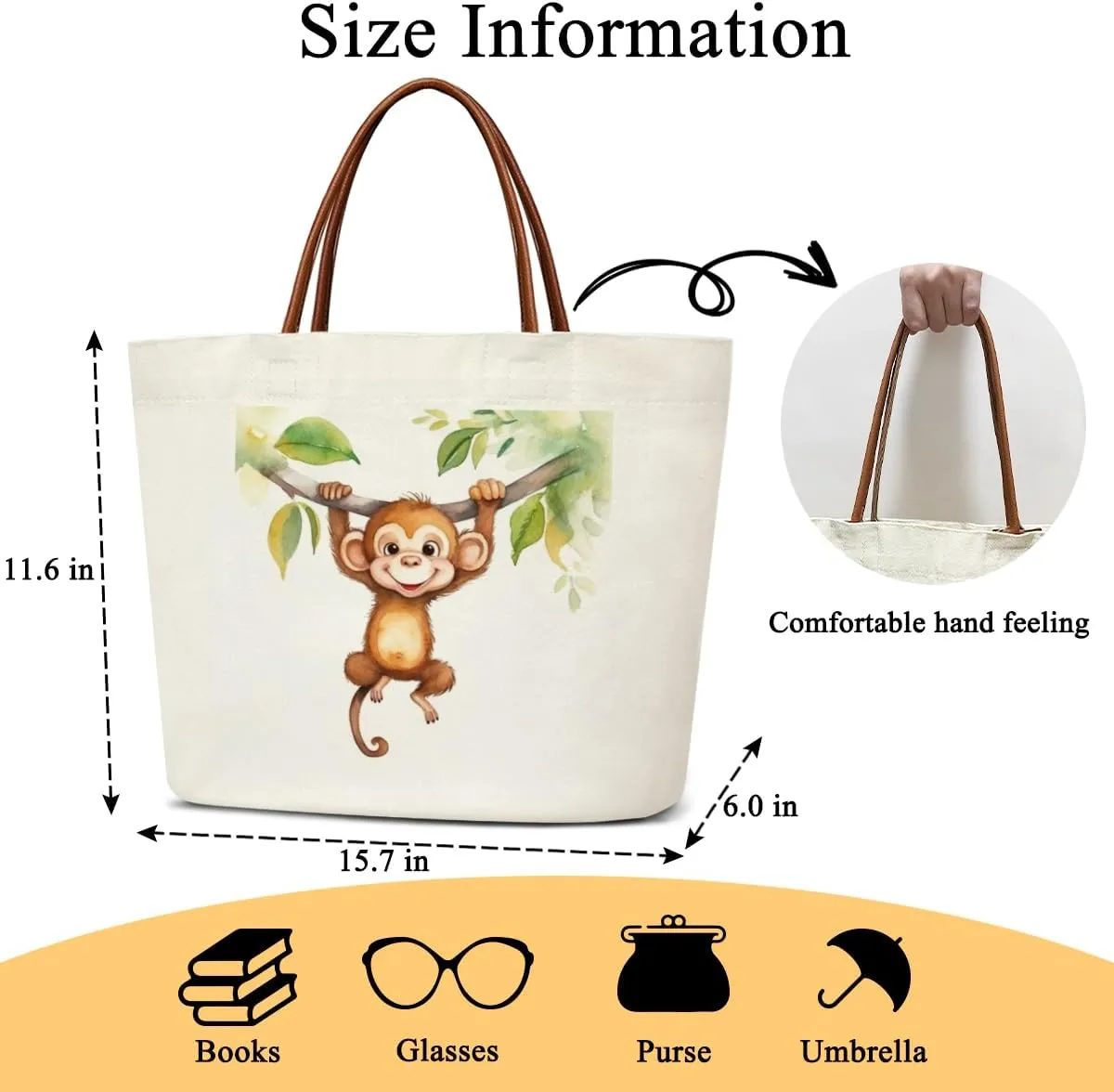 Canvas Tote Bag Aesthetic Tote Bag for Women Teens Reusable Grocery Shopping Bag With Handles Cute Animal Tote Bag