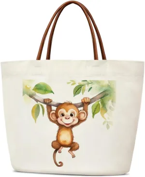 Canvas Tote Bag Aesthetic Tote Bag for Women Teens Reusable Grocery Shopping Bag With Handles Cute Animal Tote Bag