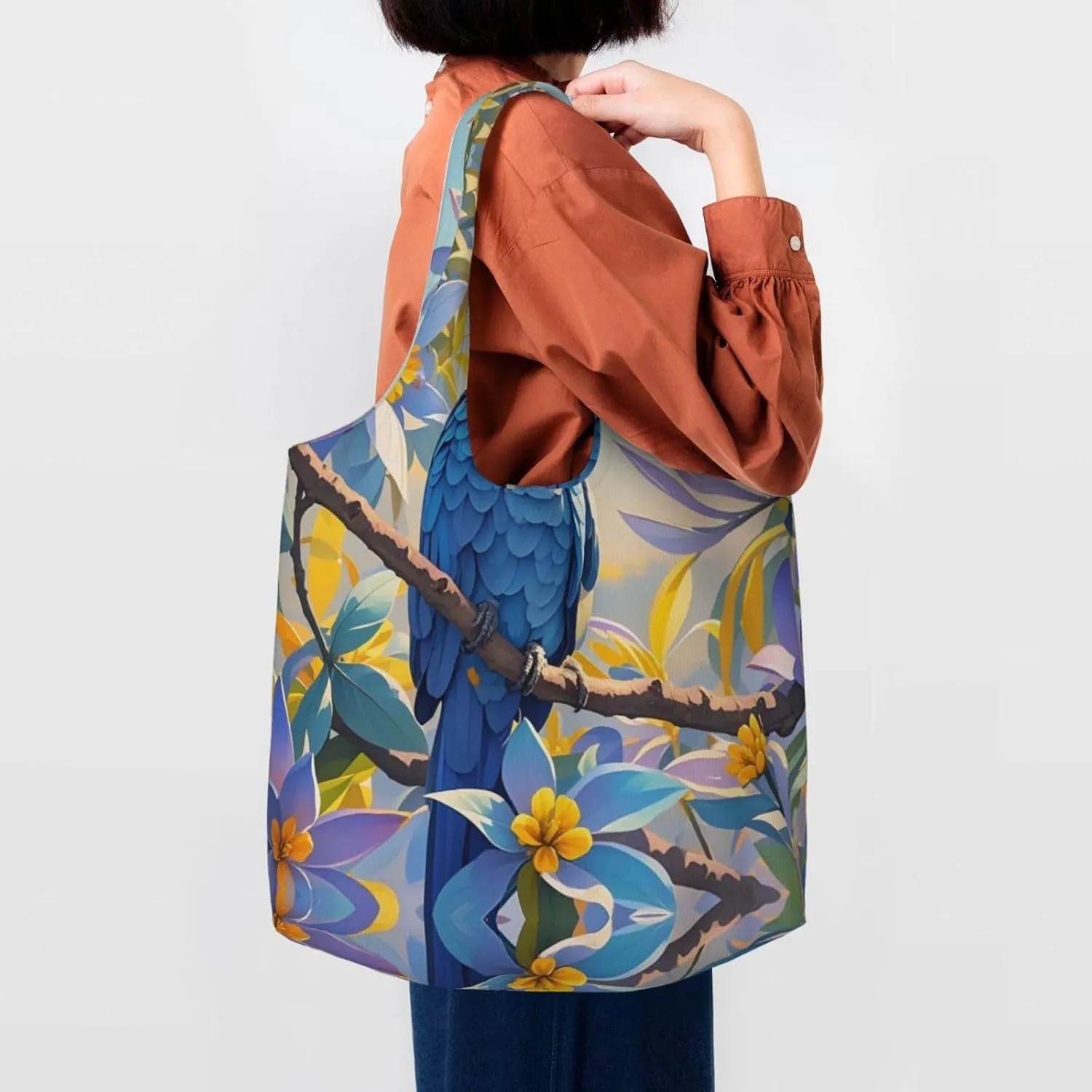 Canvas Tote Bag Lightweight Reusable Grocery Shopping Bag Brook Trout Fly Fishing Handbag for Women Men