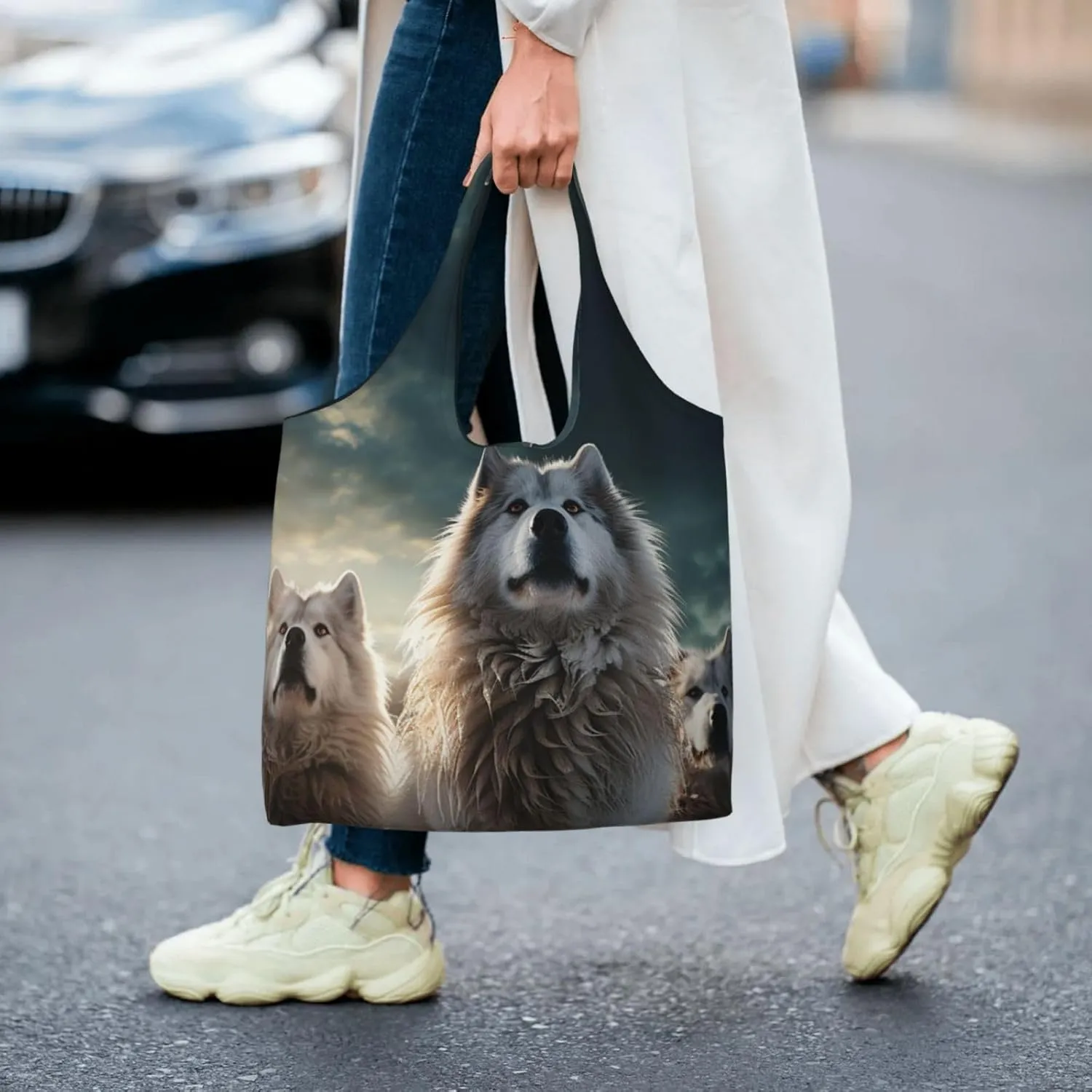 Canvas Tote Bag Lightweight Reusable Grocery Shopping Bag Yellow Flowers Handbag for Women Men