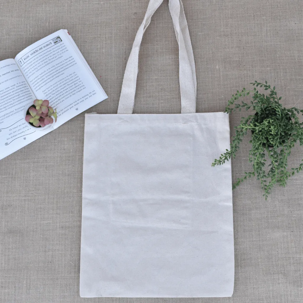 Canvas tote bag with small flower embroidery