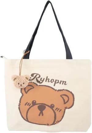 Canvas Tote With Zipper Structured Reusable Shopping Bag for Women