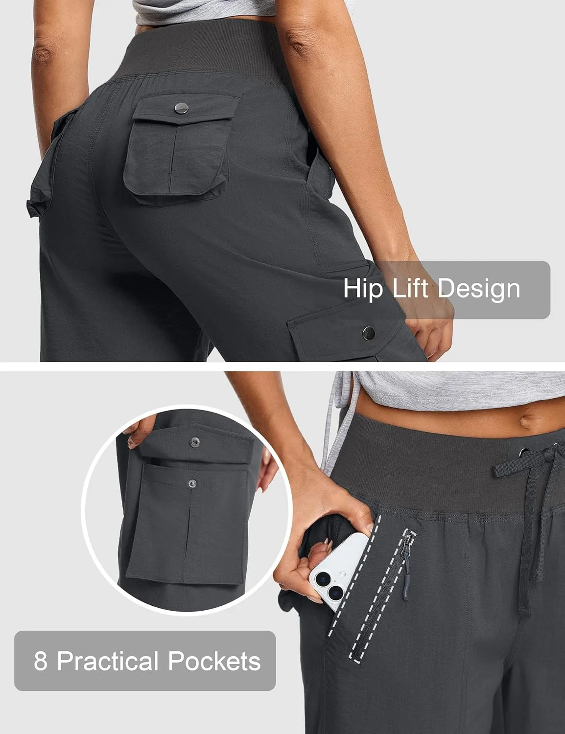 Capri Pants for Women Breathable UPF 50  Womens Cargo Capris for Summer with 8 Pockets for Hiking Travel Casual