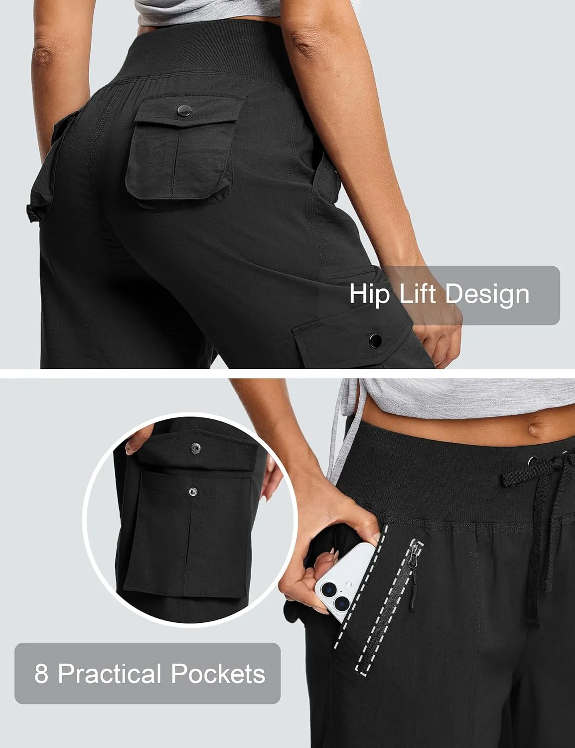 Capri Pants for Women Breathable UPF 50  Womens Cargo Capris for Summer with 8 Pockets for Hiking Travel Casual
