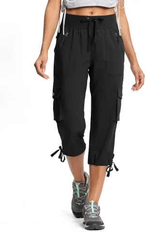 Capri Pants for Women Breathable UPF 50  Womens Cargo Capris for Summer with 8 Pockets for Hiking Travel Casual