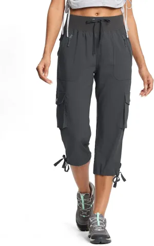 Capri Pants for Women Breathable UPF 50  Womens Cargo Capris for Summer with 8 Pockets for Hiking Travel Casual