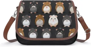 Cartoon Guinea Pigs Crossbody Bags for Women PU Leather Tote Bag Purse Shoulder Bag for Travel Office