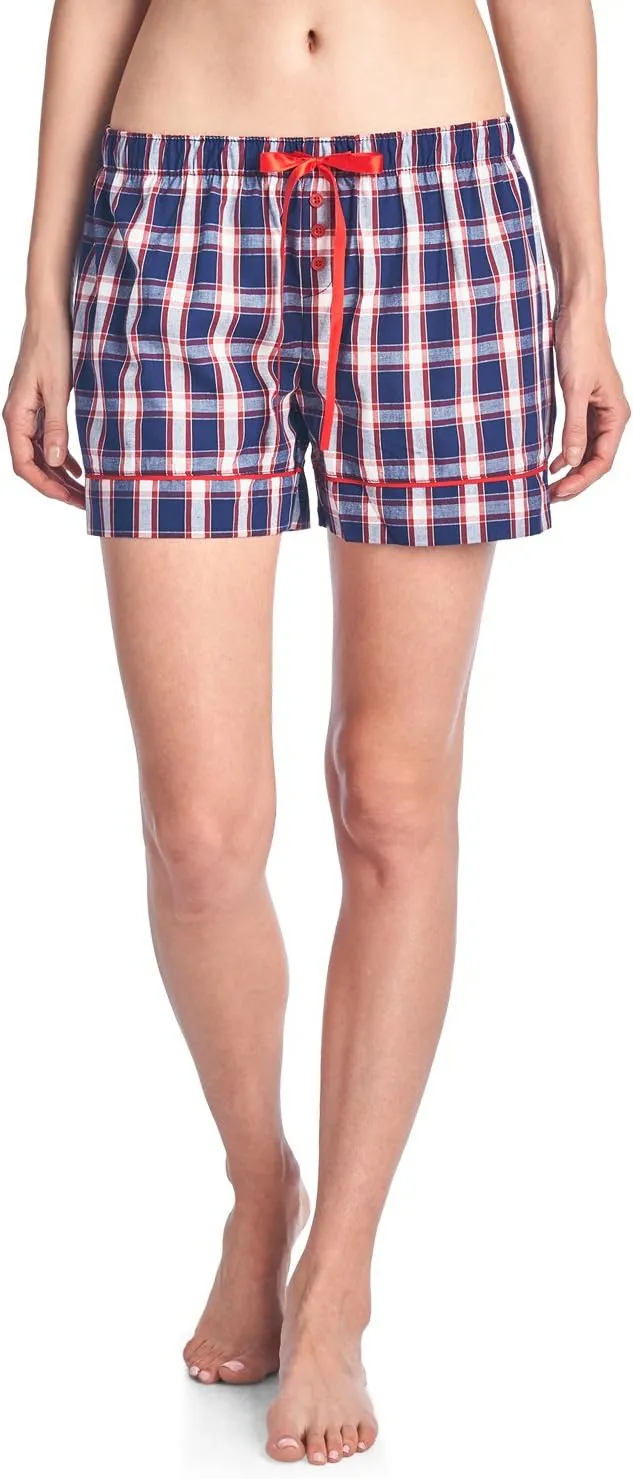 Casual Nights Women's 2 Pack Cotton Woven Lounge Boxer Shorts