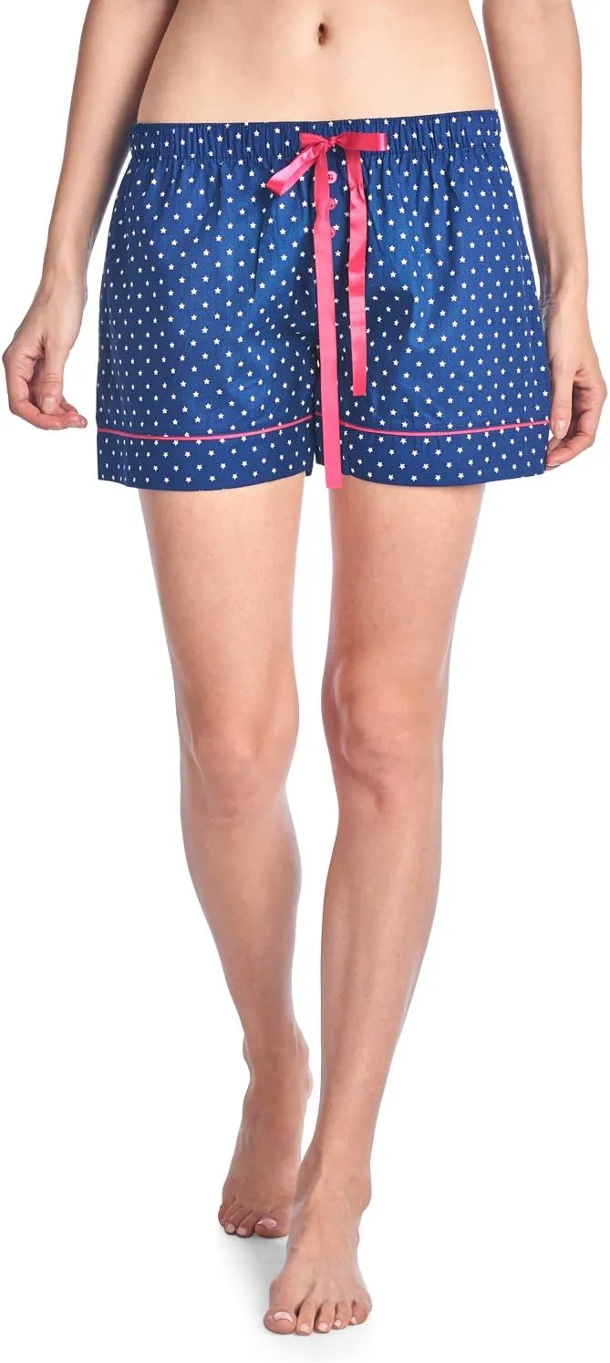 Casual Nights Women's 2 Pack Cotton Woven Lounge Boxer Shorts