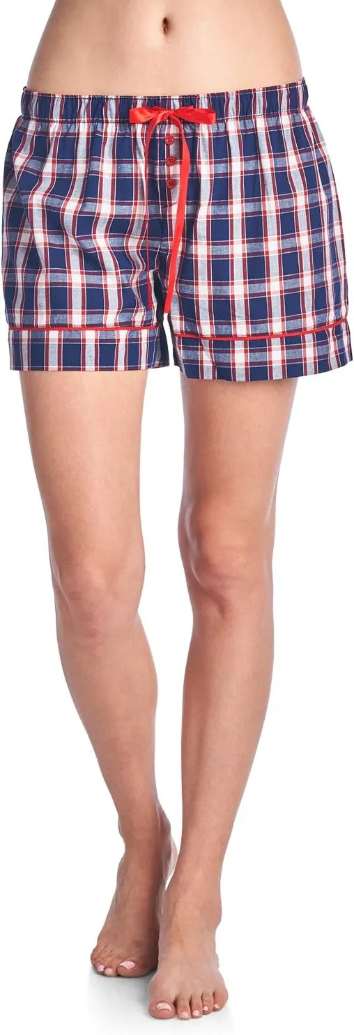 Casual Nights Women's 2 Pack Cotton Woven Lounge Boxer Shorts