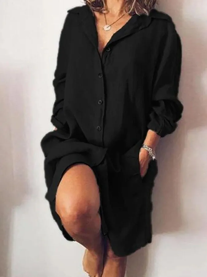 Casual Solid Color Long Blouse