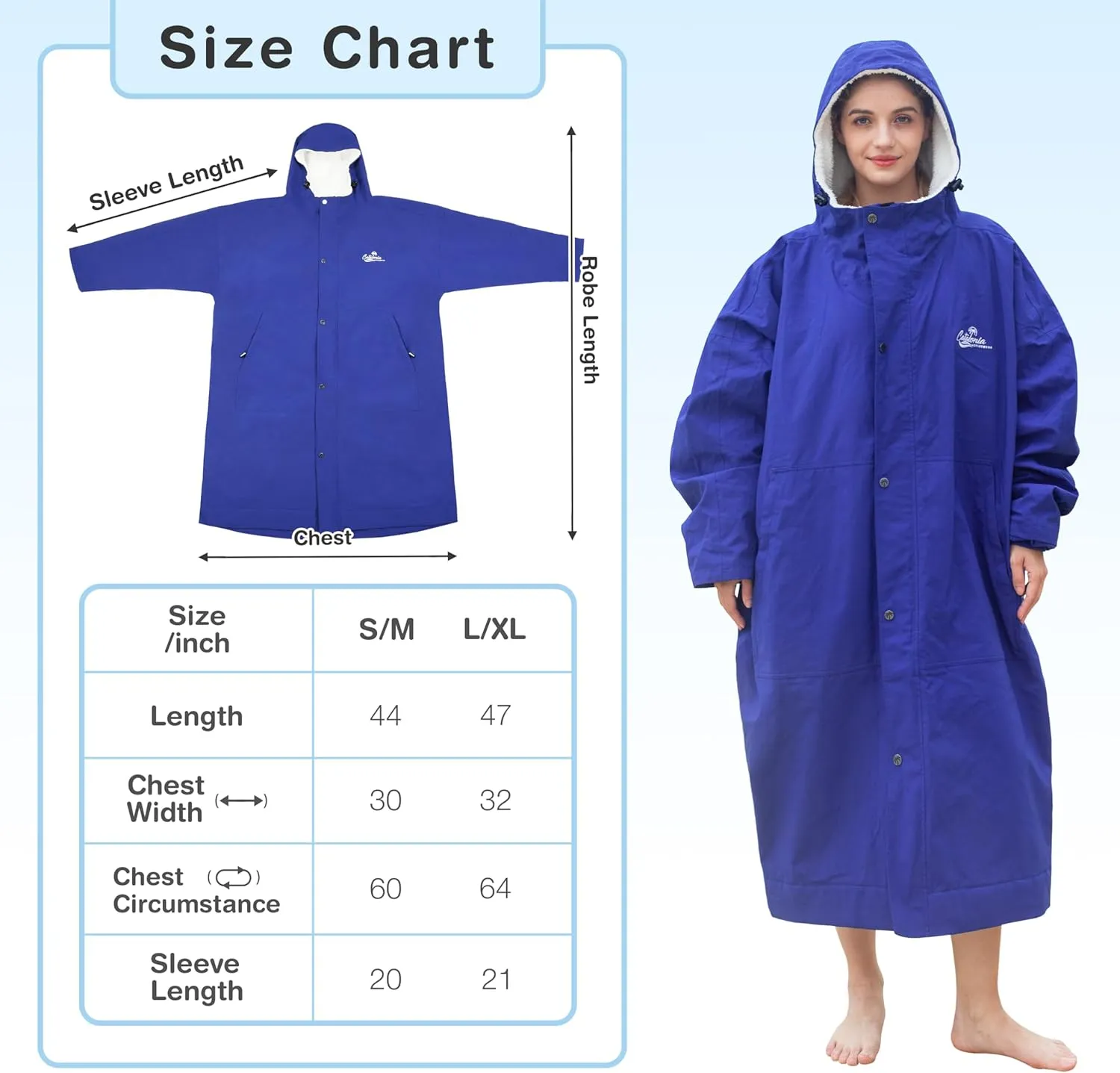 Catalonia Swim Parka for Men Women, Oversized Waterproof Surf Coat, Warm Sherpa Lined Swimmer Jacket