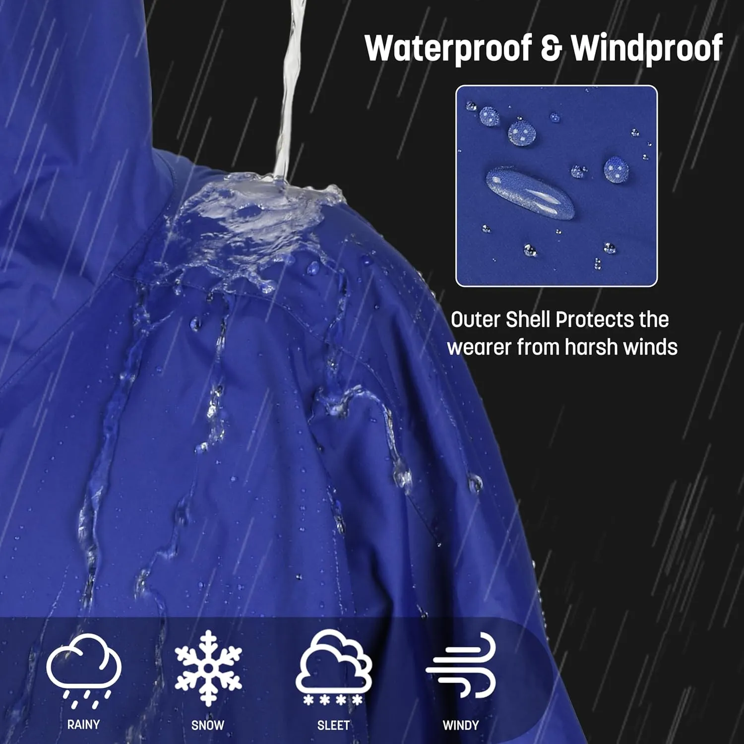 Catalonia Swim Parka for Men Women, Oversized Waterproof Surf Coat, Warm Sherpa Lined Swimmer Jacket