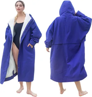 Catalonia Swim Parka for Men Women, Oversized Waterproof Surf Coat, Warm Sherpa Lined Swimmer Jacket