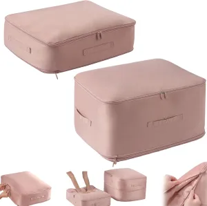 Cavanbrien, Cavanbrien Compression Bags, Ultra Space Saving Self Compression Organizer, 2025 New Cavanbrien Storage Tote for Comforters, Premium Comforter Compression Packaging Cube (2PC-Pink)