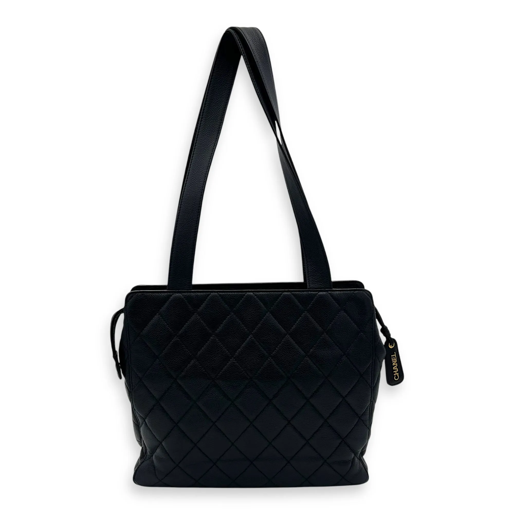 CC Blue Tote Bag in Caviar Leather, Gold hardware
