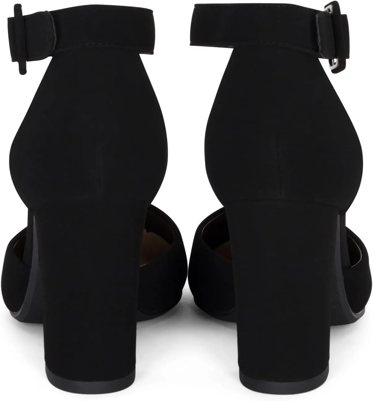 Chariot & Co Posh Women's Ankle Strap Block Heel Dress Shoes – Closed Toe Vegan Leather in Black PU and NBPU