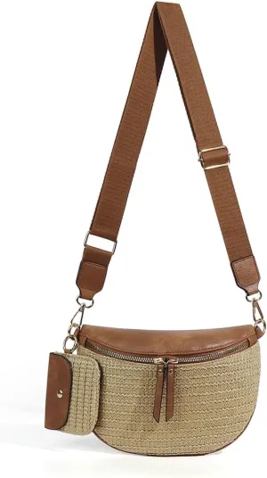 Checkered Crossbody Bag for Women Checkerboard Bum Bags PU Canvas Sling Purse with Mini Wallet