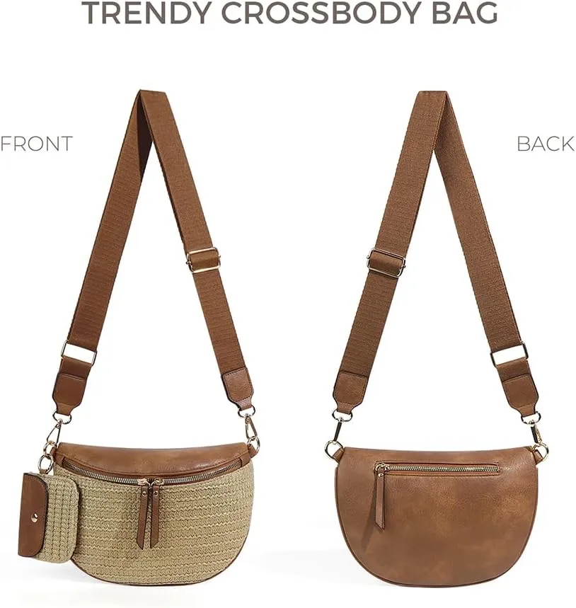 Checkered Crossbody Bag for Women Checkerboard Bum Bags PU Canvas Sling Purse with Mini Wallet