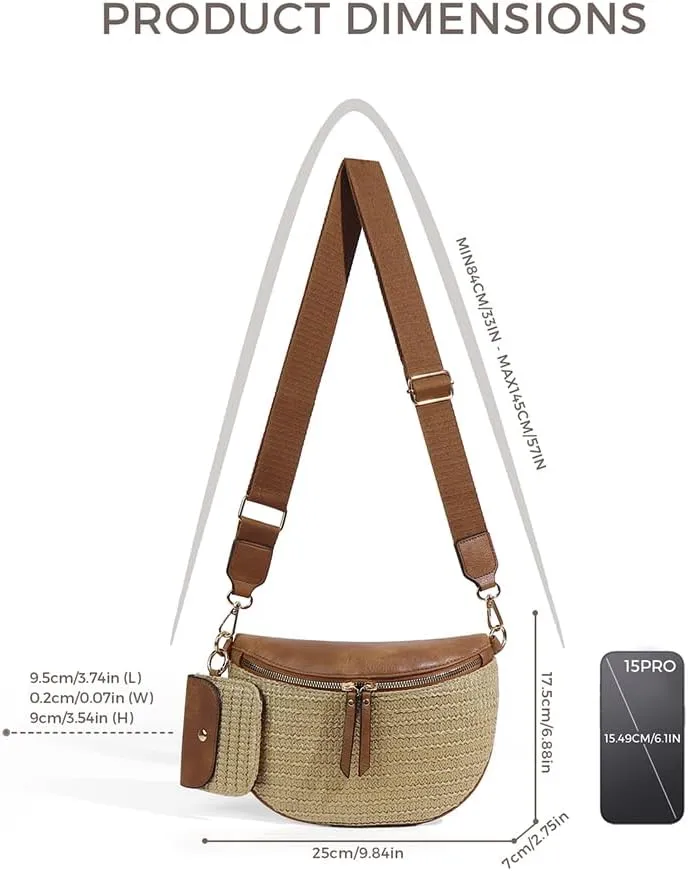 Checkered Crossbody Bag for Women Checkerboard Bum Bags PU Canvas Sling Purse with Mini Wallet