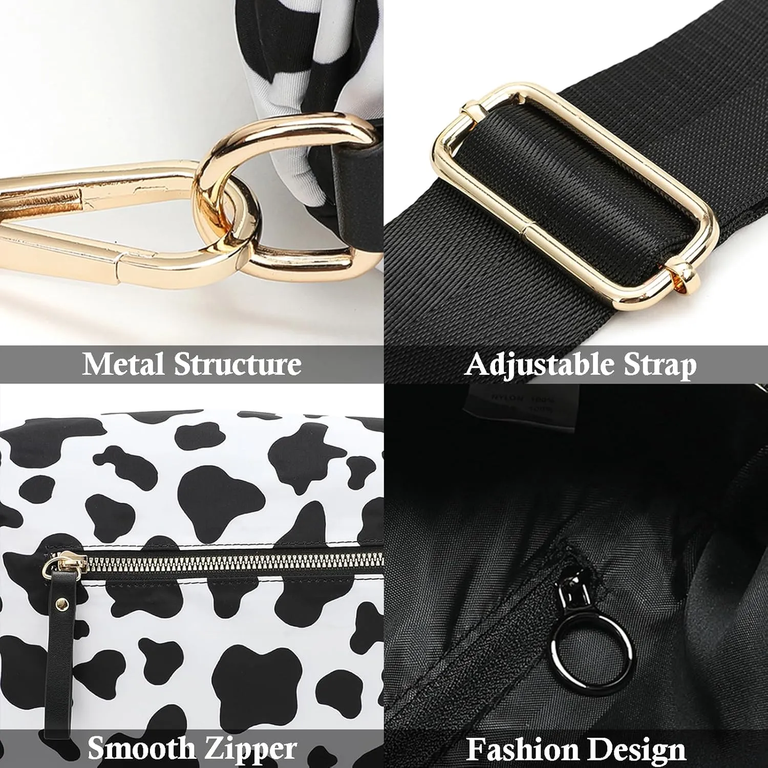 Checkered Nylon Crossbody Bags for Women Plaid Crescent Waist Bag Crescent Fanny Pack Shoulder Bag Handbags (White-Red)