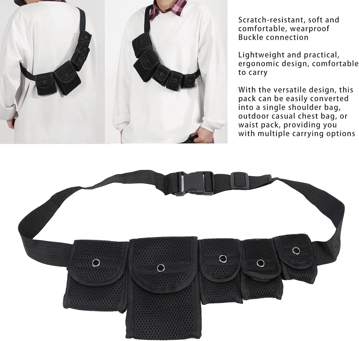 Chest Bag for Daily Essentials, Adjustable Crossbody Bag with Multiple Pockets, Ideal for Travel, Hiking, Men, Women, Nylon Material