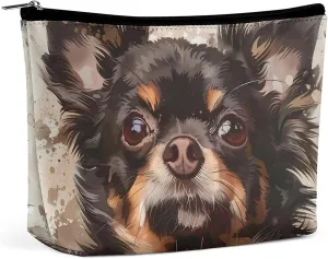 Chihuahua Dog Watercolor Travel Makeup Bag Toiletry Bags Waterproof Portable Pouch Make Up Organizer