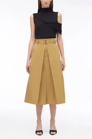 Chino Pleated Midi Skirt